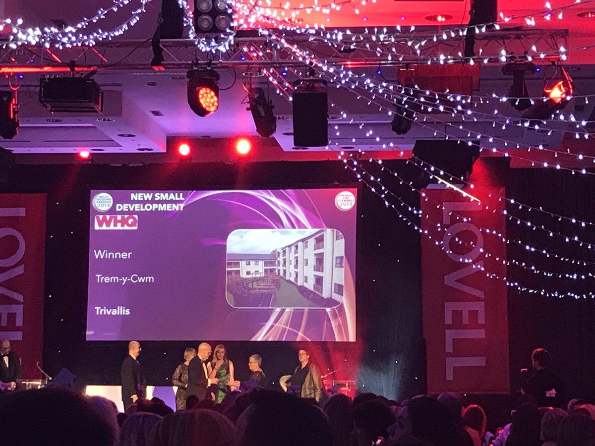 RachelCollings2's tweet photo. Huge congratulations to our fabulous dinner guests Fay Satherley and Paul Jones of Trivallis for winning the New Small Development award at CIH Welsh Housing Awards #WHACymru @Mobysoft @WeAreTrivallis https://t.co/XodKIj6peK