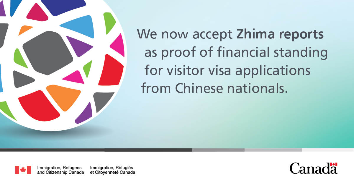 CitImmCanada's tweet photo. We're making it easier for Chinese nationals to apply to visit Canada. Chinese Alipay users can now submit a Zhima report as part of their application to show proof of financial standing. Learn more: https://t.co/TJ4DxcwSOk #2018CCYT https://t.co/vAQ3QsZ4Ui