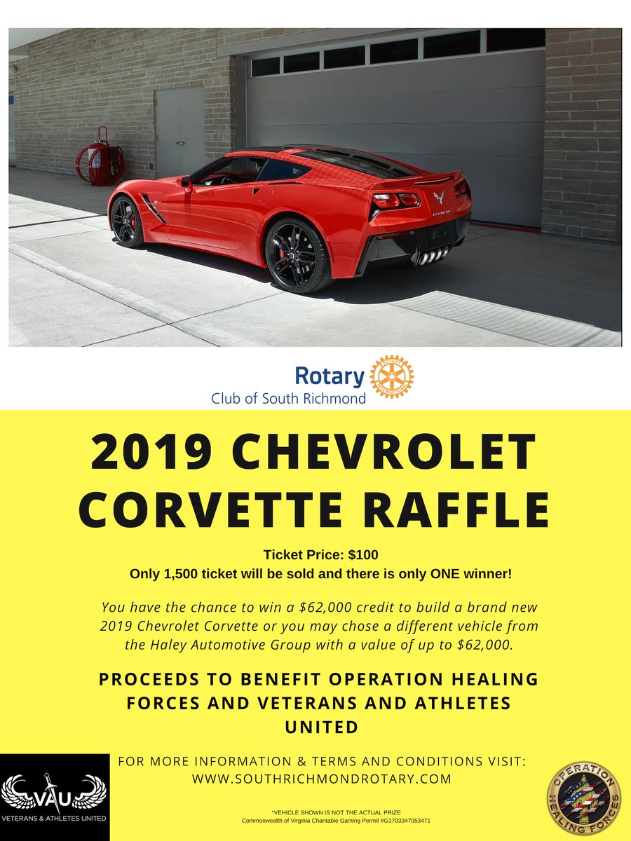 Don't miss your chance to buy a Corvette Raffle Ticket. They can be purchased through a South Richmond Rotarian or at southrichmondrotary.com/corvette-raffl…
Buy yours today!!