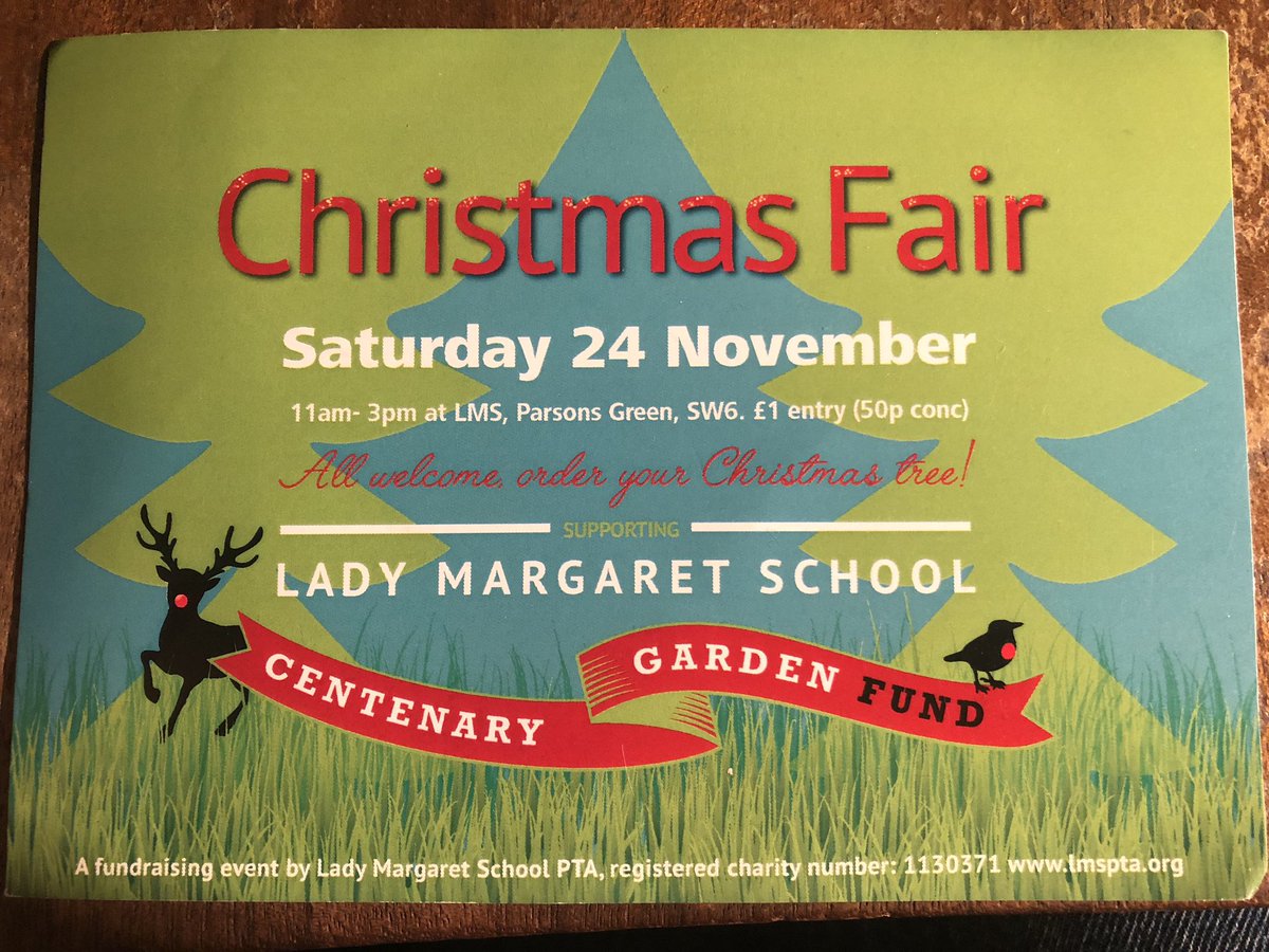 GregHands's tweet photo. Get on down to @lmspta @LMSParsonsGreen Christmas Fair! Tomorow, Saturday (24th), 11 - 3! See you there! https://t.co/DPx4gjA24S