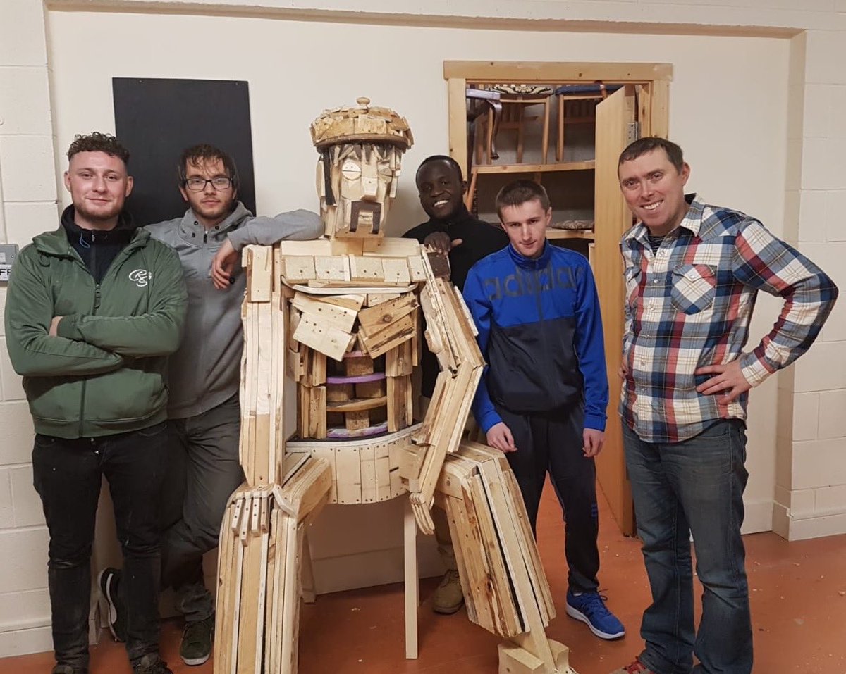 DouglasSt_CCFET's tweet photo. @stjohnscentral1 #PalletArt #Creative #Furniture students. @CorkETB @MadAboutCork @pure_cork @CorkEnvForum @RandomCorkStuff @CorkSafetyAlert #PalletMan needs a name - be in with a chance to win a €30 One4All voucher. Simply put your suggested name in the box in college canteen. https://t.co/XlV7iQX2hH