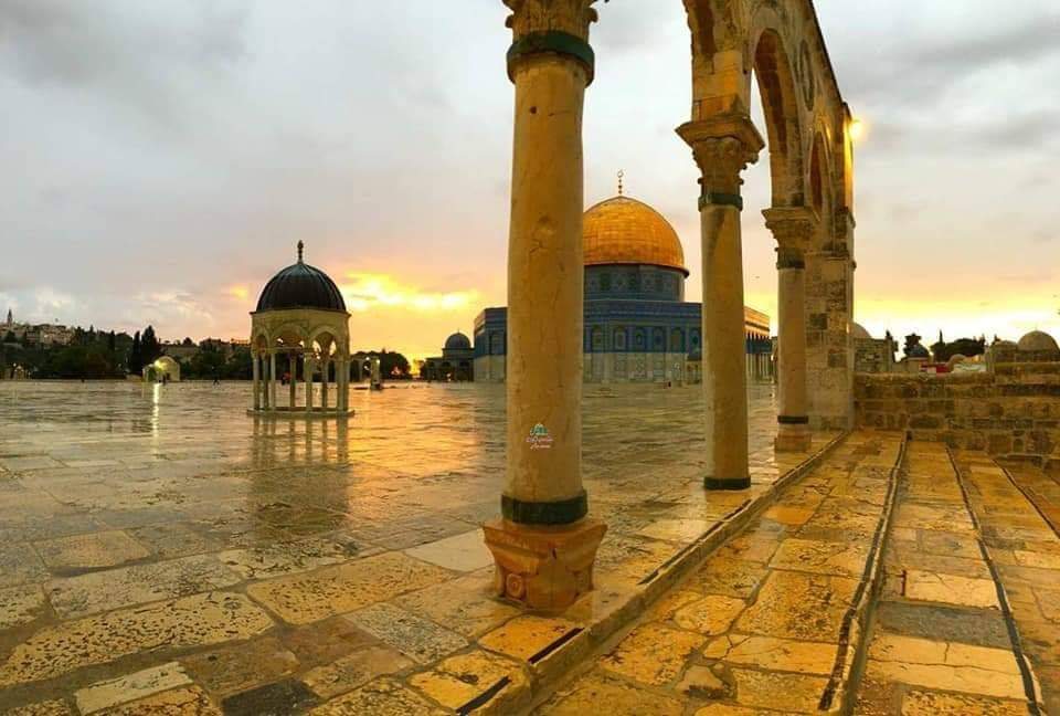 Pictures of Al-Aqsa Mosque today with rain