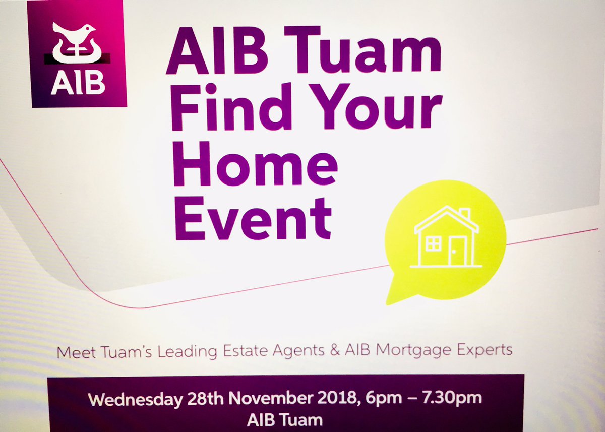 KennethDeery's tweet photo. The team at @AIBIreland Tuam are hosting a ‘find your home event’ next Wednesday evening 28th Nov @6pm - it’s a practical session with local auctioneers, solicitors and engineers. Your one stop shop to getting mortgage ready.
https://t.co/qqH5p5rK3r https://t.co/CdsiM50DKq
