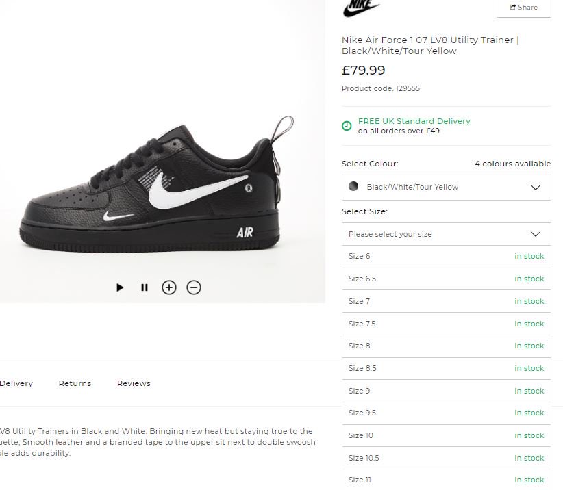 air force 1 utility trainers black white black tour yellow