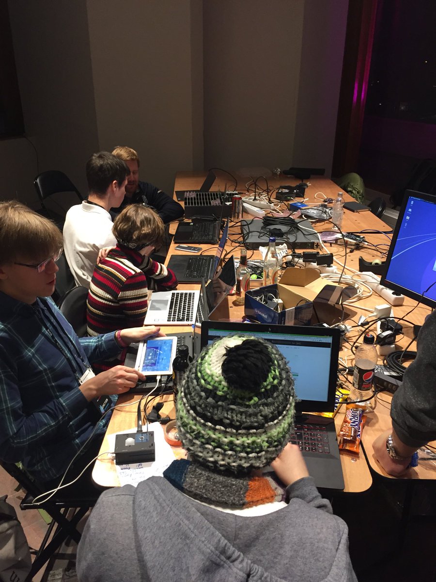 spoussa's tweet photo. Chaos management at #Junction2018. Our challenge was totally over subscribed. 2x more teams wanted to join. Sorry that we couldn’t host you all. ⁦@ZephyrIoT⁩ https://t.co/FDgGtlanoC