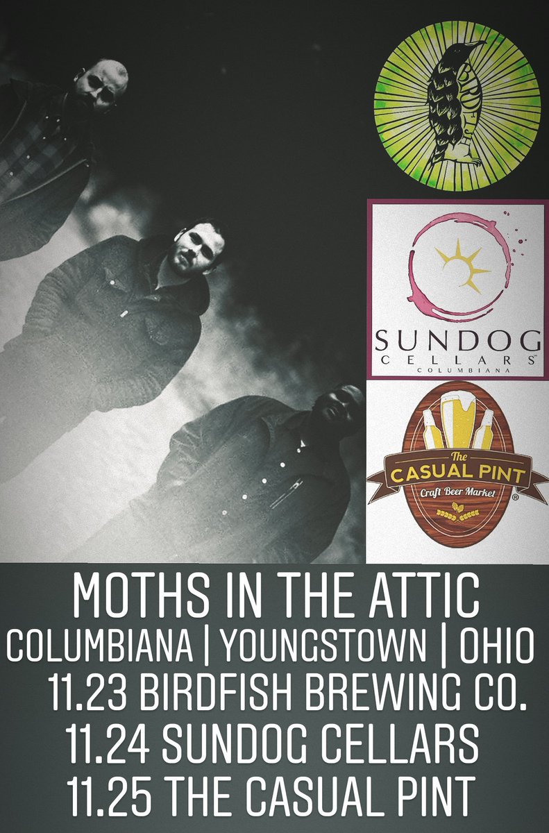 MothsITA's tweet photo. starting #tonight!
#mothsintheattic #livemusic #birdfish #sundog #thecasualpint #columbiana #youngstown #ohio
@birdfishbrew
@YoungstownCP https://t.co/NT3NqNbaos