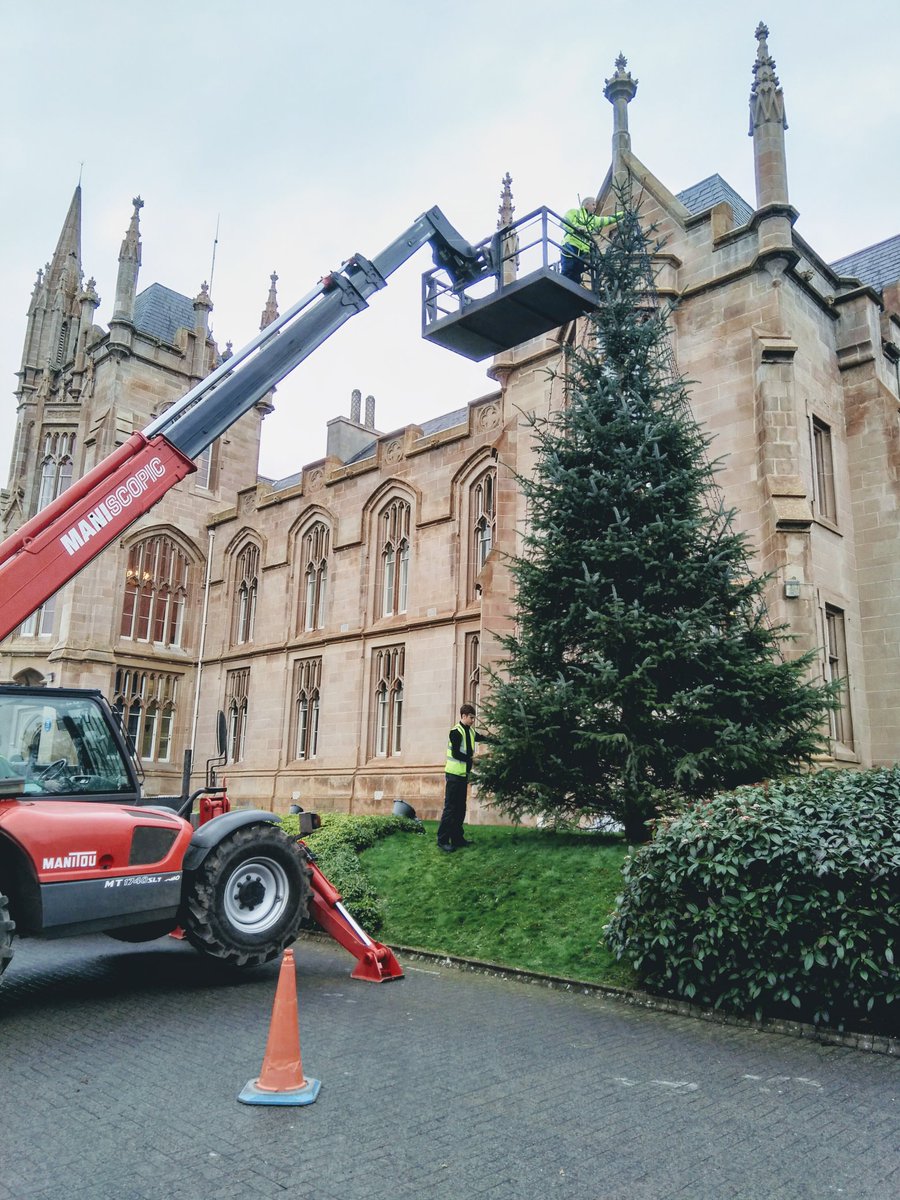 DeenyPg's tweet photo. Christmas Tree almost up at Magee Ding Dong Merrily on high https://t.co/KKfqCJD2o3