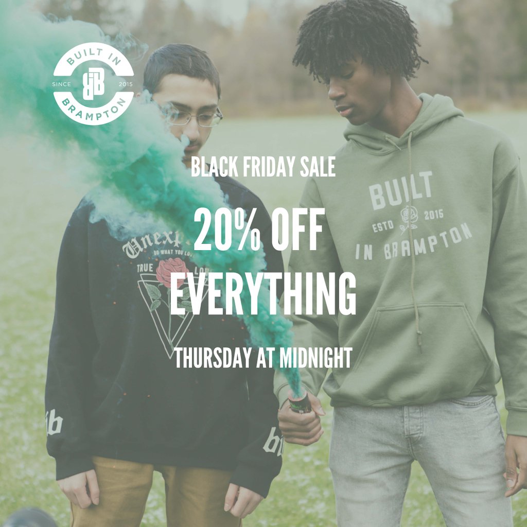 LABBrampton's tweet image. BLACK FRIDAY SALE ALERT! 20% Off Everything — CODE:SAVE20BF. Visit builtinbrampton.ca — Support the movement and the students striving to create a new narrative for OUR CITY!