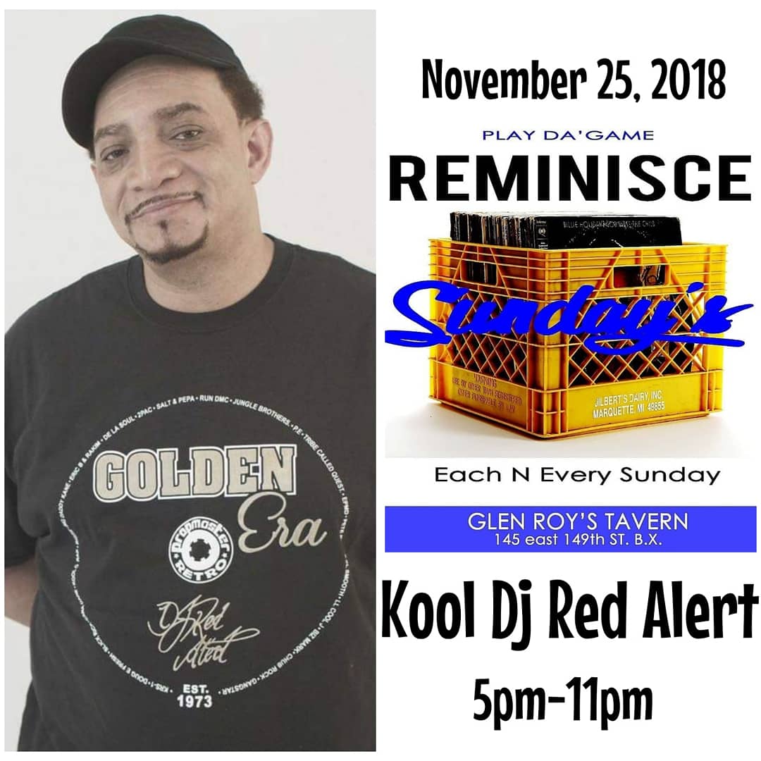 pdg_themovement's tweet photo. @KoolDJRedAlert on the bill this weekend from 5-11pm. #glenroystavern149 #unclered #playdagame #reminiscesundays https://t.co/5vTw3oiG7k