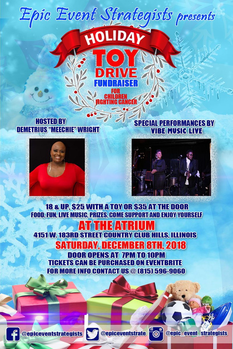 epiceventstrate's tweet image. Tickets are available for the children battling cancer toy drive fundraiser in Country Club Hills.  Join us in putting a smile on their faces and in their heart.  Live Entertainment .