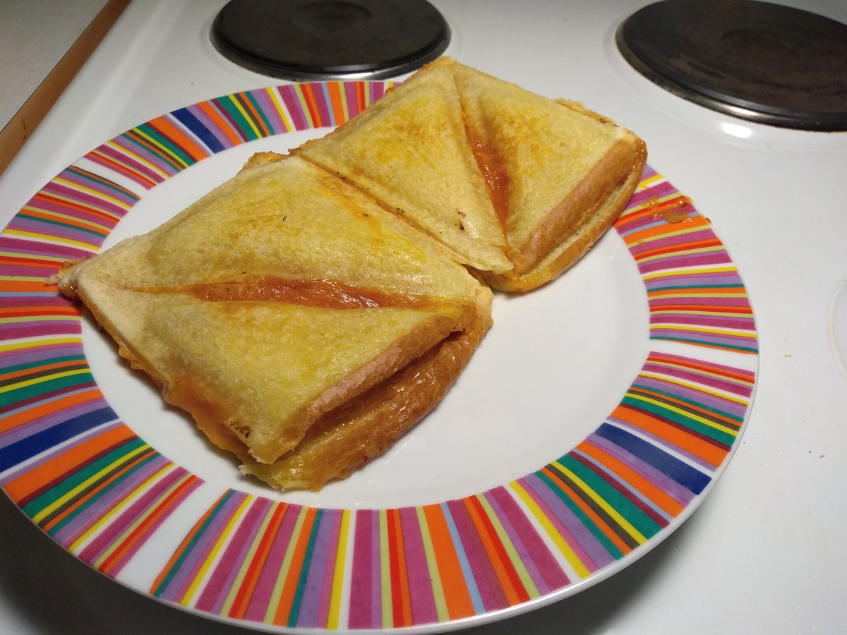 ChronoHellFire's tweet photo. CW: Food
Made some vegan grilled cheese sandwiches with this vegan cheese that I like. ~ π #CookingWithChrono #Food #foodporn #transcrowdfund
If you like my food or art content please consider donating to my fundraiser or ko-fi page or RT them.(Links provided below) π https://t.co/OaoAK6jZKb