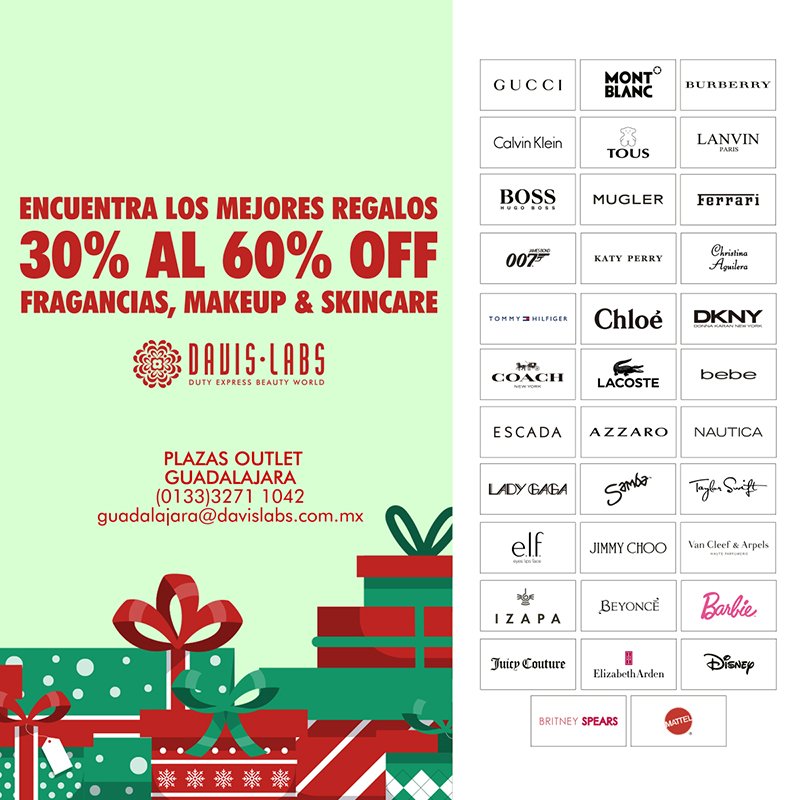 OutletGDL's tweet photo. Nada como un buen perfume para regalar esta Navidad. Encuentra una gran variedad de marcas a los mejores precios en #DavisLabs #OutletGDL https://t.co/esygBiwaTv