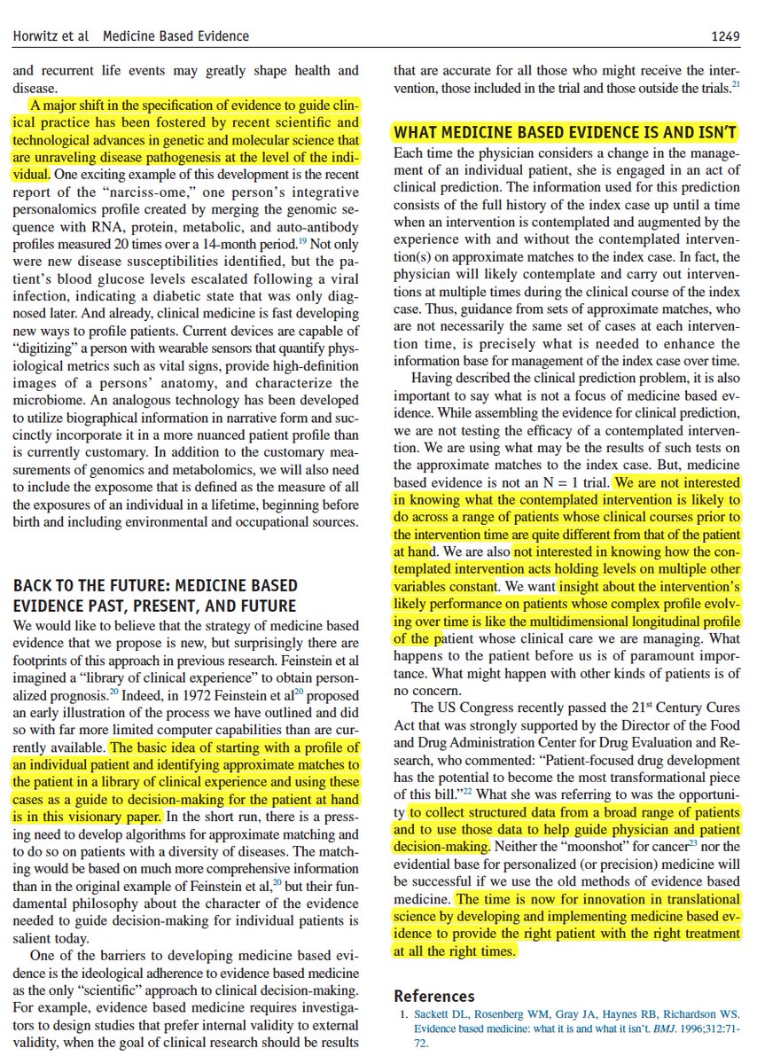 Medicine-Based Evidence: this essay by Ralph Horwitz and colleagues is a worthwhile read for the critics who believe EBM is the be-all-and end-all for caring for individuals @amjmed amjmed.com/article/S0002-… open-access (and I support EBM, while acknowledging its limitations)