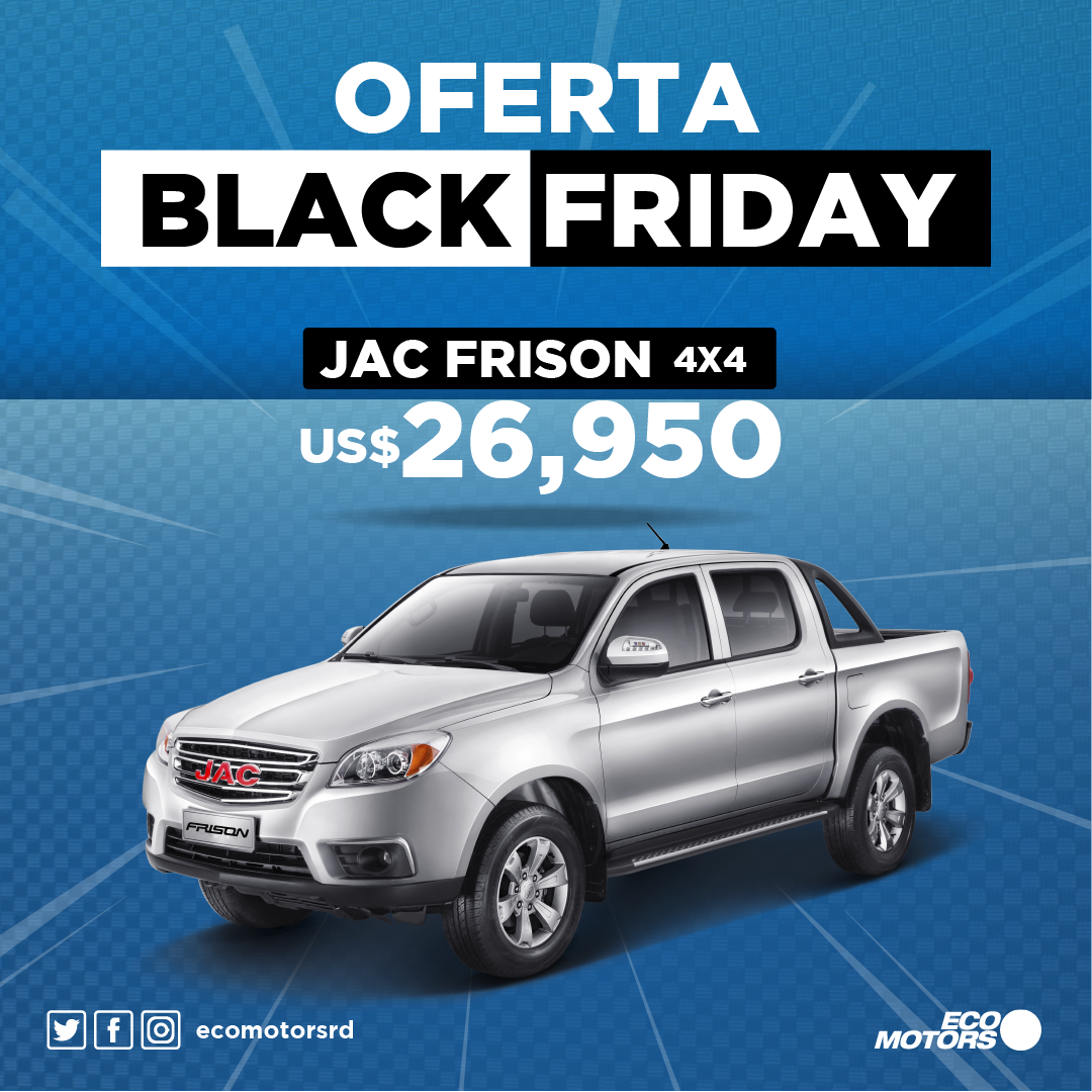 EcomotorsRD's tweet photo. ¡Oferta de Black Friday! A montear en una JAC FRISON desde USD$26,950 ¡Visita nuestros Showrooms y móntate en este #BlackFridayDeLocura. #Ecomotors #GrupoViamar https://t.co/E0l5aUngYT