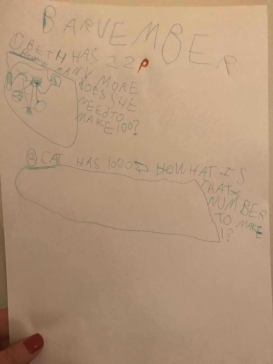 TraceyThake75's tweet photo. I just mentioned that I was going to do my #barvember challenge. My 5 year old (who has been watching me do them for weeks) disappeared, only to return with some Barvember challenges he had made for me... #extrahomework #proudmummy @AcademyParkHall @WhiteRoseMaths https://t.co/jwn8wMaE8z