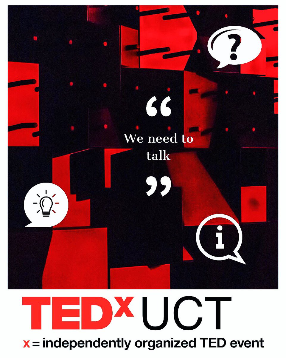 TEDxUCT2025's tweet photo. After a brief break, TEDXUCT is back!
Our theme for 2019 is โwe need to talkโ. This is our official page. Please stay tuned to this page for all updates regarding TEDXUCT.
#ideasworthspreading #weneedtotalk #tedxuct https://t.co/XB31K254Db