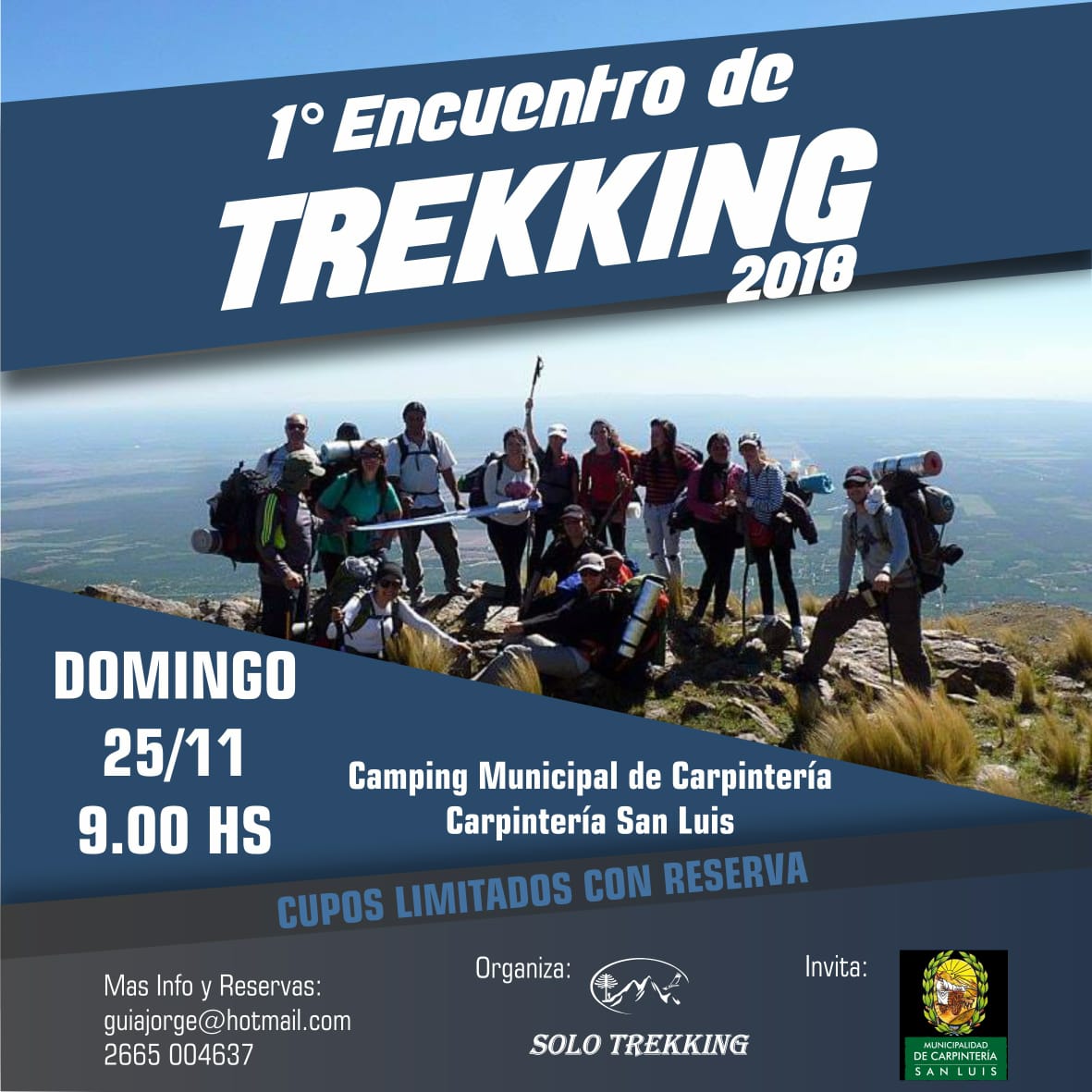 TurCarpinteria's tweet photo. 👇🚶‍♂️🚶‍♀️🍽️🛣️1º ENCUENTRO DE TREKKING
NO SE SUSPENDE POR MAL TIEMPO.
Contactos por info: (2664 747913) (2665 004637)
correo: guiajorge@hotmail.com
TARIFA POR PERSONA: 500$ (se abona el 50%) CUPOS LIMITADOS
#trekking #naturaleza #compartir #salud https://t.co/uMCf61GqAb