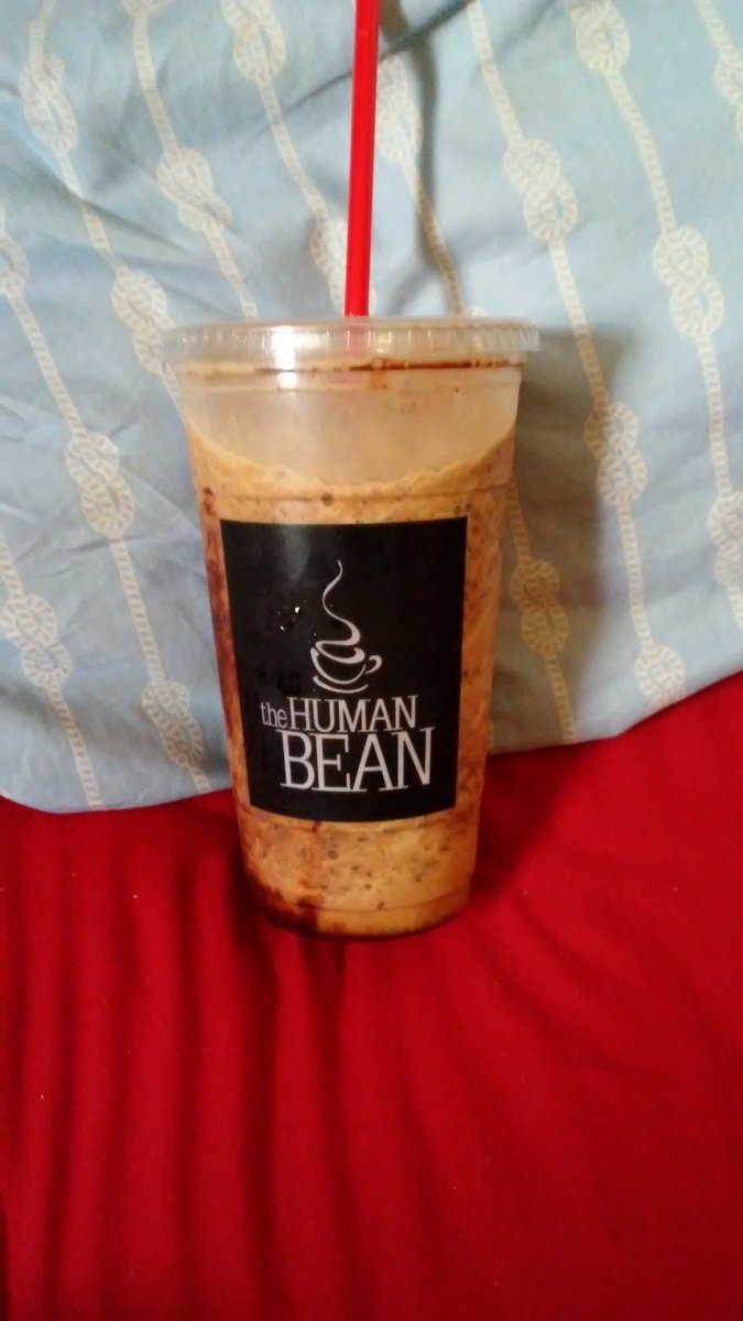 NightLuna26's tweet photo. Went to try the new coffee joint down the street from us. It's not bad. It's strong, but not too overly sweet like Mickey D's or Starbucks. I got the Java Chip with Ghiradelli dark chocolate chips. Yum! #thehumanbean #thehumanbeancoffee #yum #mmm #gottahavejava https://t.co/Vce8vEQ9zD