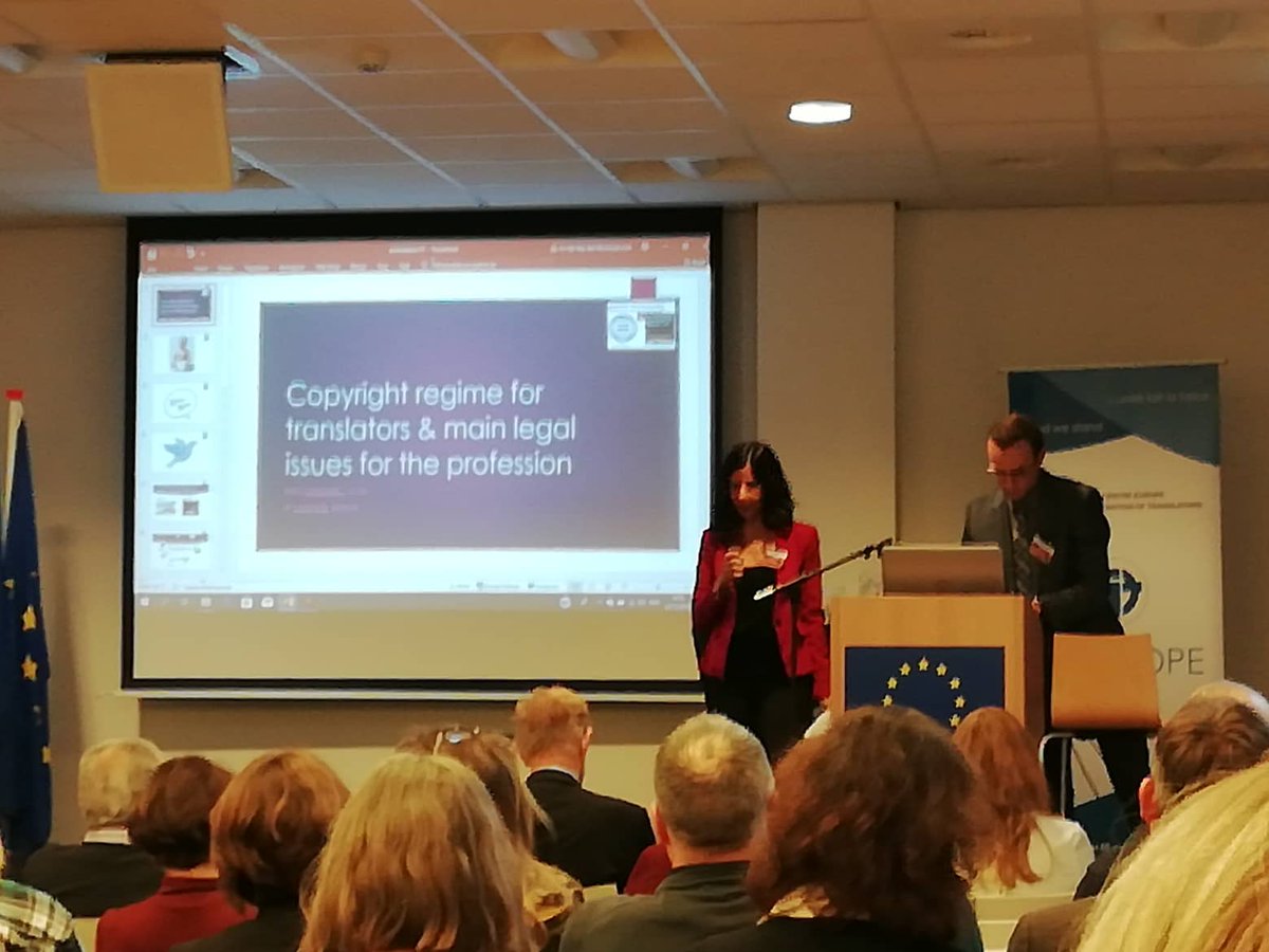 sydise's tweet image. Miranda Papadopoulou, our Treasurer, represented SYDISE in the Conference "How can intellectual property legislation benefit translators?" organized by FIT @FIT_Europe held today at the Hague. Interesting topics for both translators and interpreters! #sydise #1int