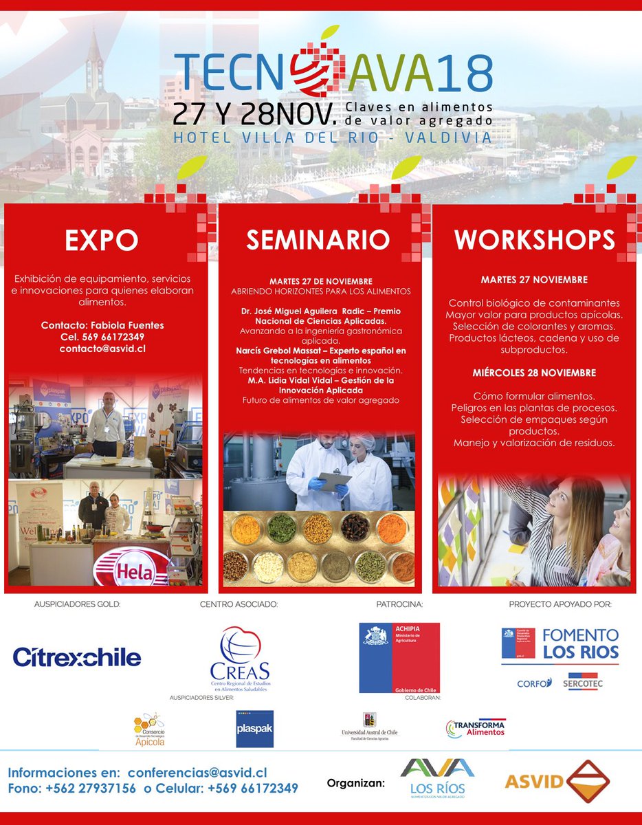 Falta muy poco! Te esperamos en #Tecnoava2018 este 27 y 28 de noviembre en Hotel Villa del Rio para revolucionar la industria alimentaria ;) <a href="/fomentolosrios/">@FomentoLosRios</a> <a href="/Corfo/">Corfo</a>