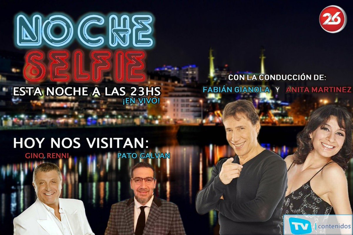 Esta noche a las 23hs no te pierdas #nocheselfie junto a <a href="/GinoRenniok/">Gino Renni</a> <a href="/patogalvan/">Pato Galvan</a> 😉