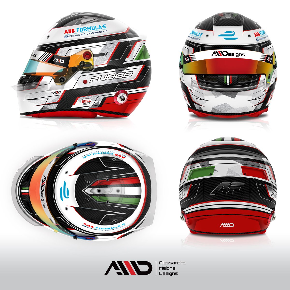 @fiaformulae @antonio_fuoco1 's helmets concept | @geoxdragon #formulae #italiandriver #italianstyle #pearlywhite #camo #carbon #bellhelmets #helmetdesign #helmet #design #bellhelmets #bellracing #motorsportdesign #design #fia #motorsport #amdesigns @wtf1official