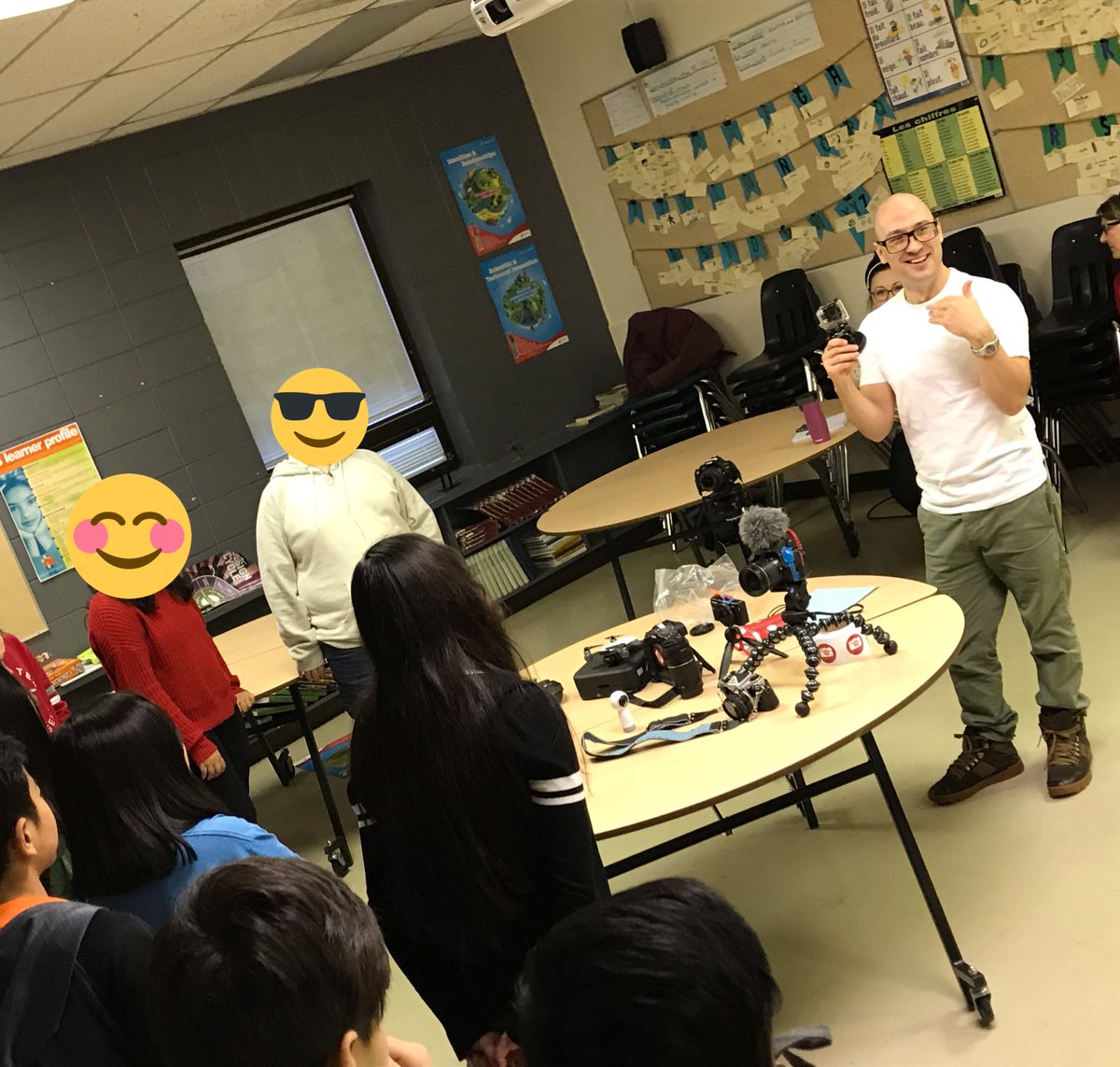 StClementECSD's tweet photo. @kids4cameras came in as part of our #wellness morning to put students in the drivers seat and teach them about expressing themselves through #photography #ECSDfaithinpires @EdmCathSchools @ibmyp #photographyforkids #expressyourself https://t.co/MM9h2zkhrq