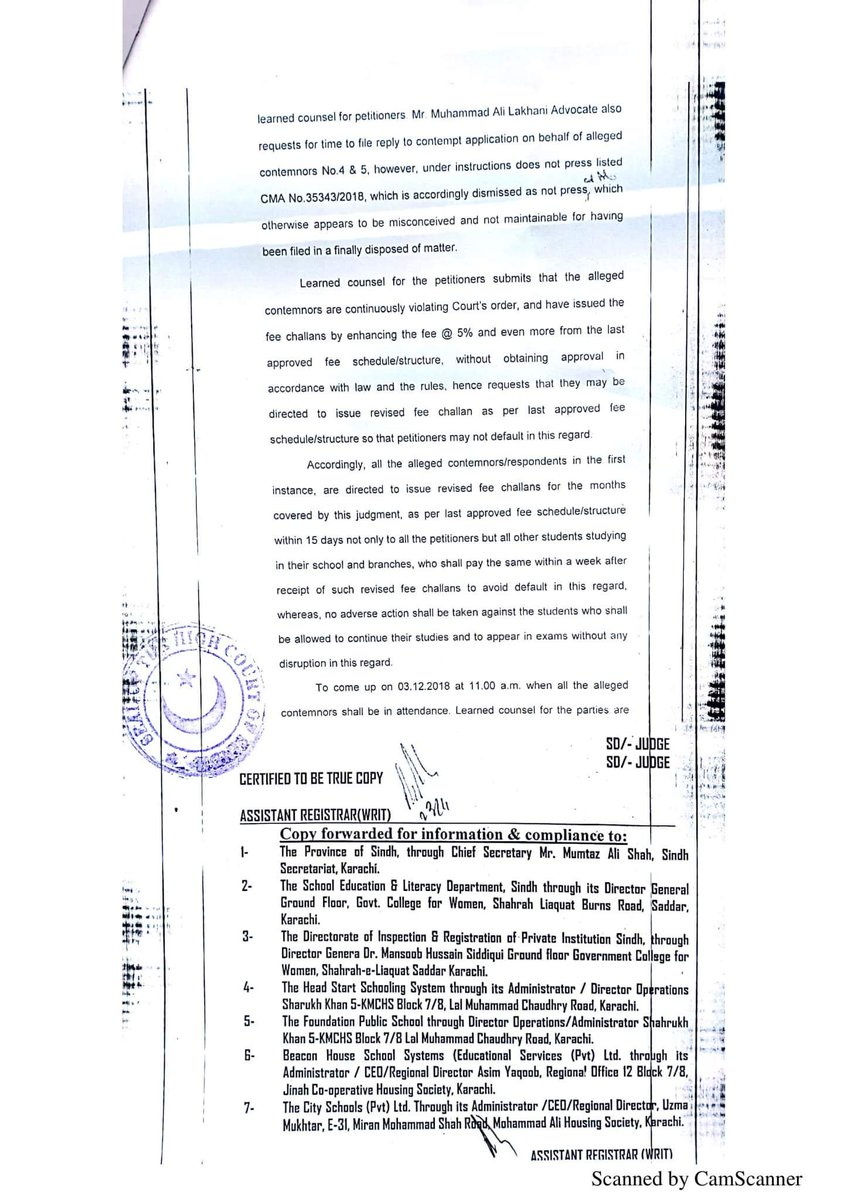 ImranSalimOrion's tweet photo. High Court can't be precise & crystal clear than that for #FeeAsPerLaw #implementation.
Now it's ALL #Parents duty to ask for #LastApprovedFeeStructure from their school & from DG Education and then ONLY give that Fee to the school. Don't pay till u see this Document.
@parentscu https://t.co/BVNLMpLZC6