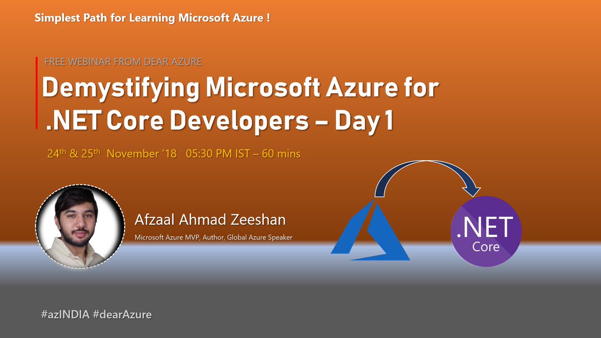 dearazure_net's tweet photo. Join @afzaalvirgoboy Microsoft MVP, in demystifying Microsoft @Azure for @dotnet Core Developers at #dearAzure #azureweekend #webinar series.

Today, November 24, 05:30 PM IST

Webinar details: https://t.co/tTAs1C8Yag

#azINDIA #dotnetcore #azure #cloudcomputing https://t.co/IM2vZ92hfS