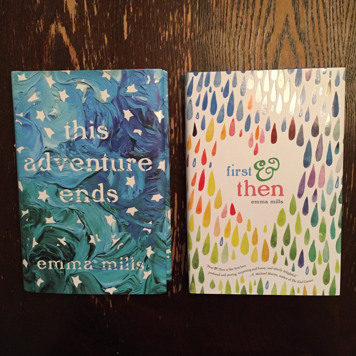 elmify's tweet photo. A heads up: hardcover editions of FIRST &amp; THEN and THIS ADVENTURE ENDS are on sale through @Papyrus_Online for just $5!!!!! For hardcovers!!!! https://t.co/1GU52BQ1n6 https://t.co/8573bNtCOv