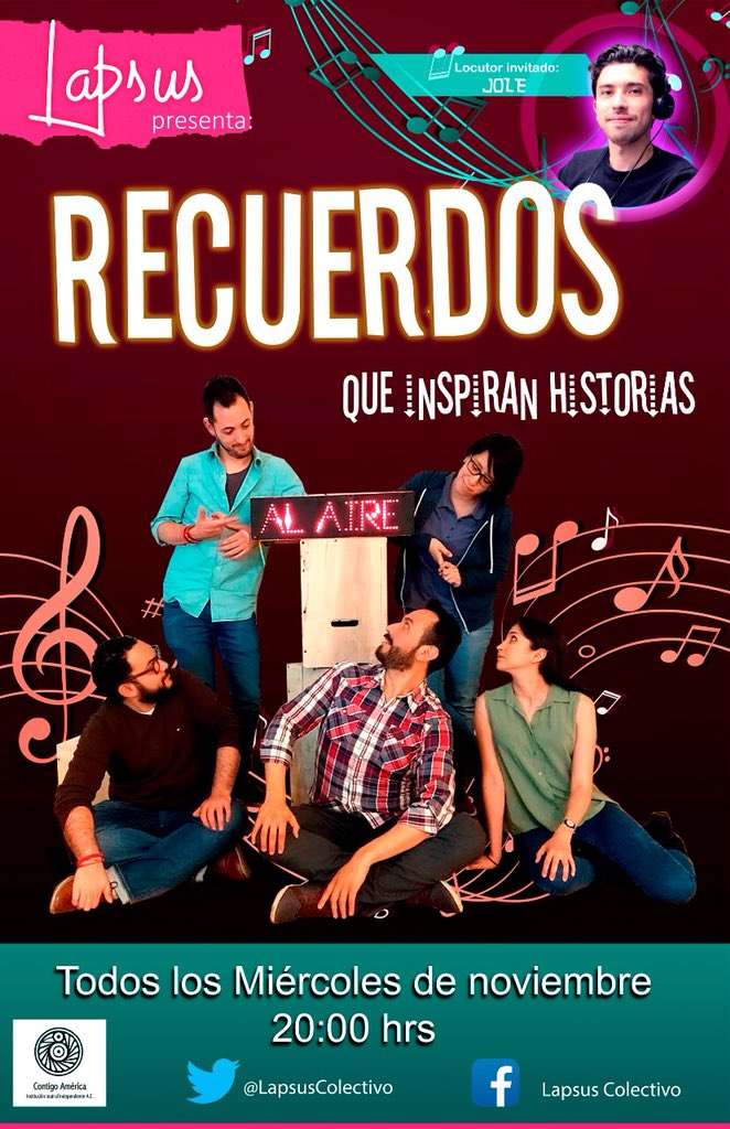 LapsusColectivo's tweet photo. ¡El próximo miércoles @joleberto de @RMXradio nos acompañará en la cabina de #REcuerdos para crear las más divertidas historias improvisadas!

Miércoles 28 en el foro @ContigoAmerica a las 8 pm. https://t.co/nHGHpXACyE