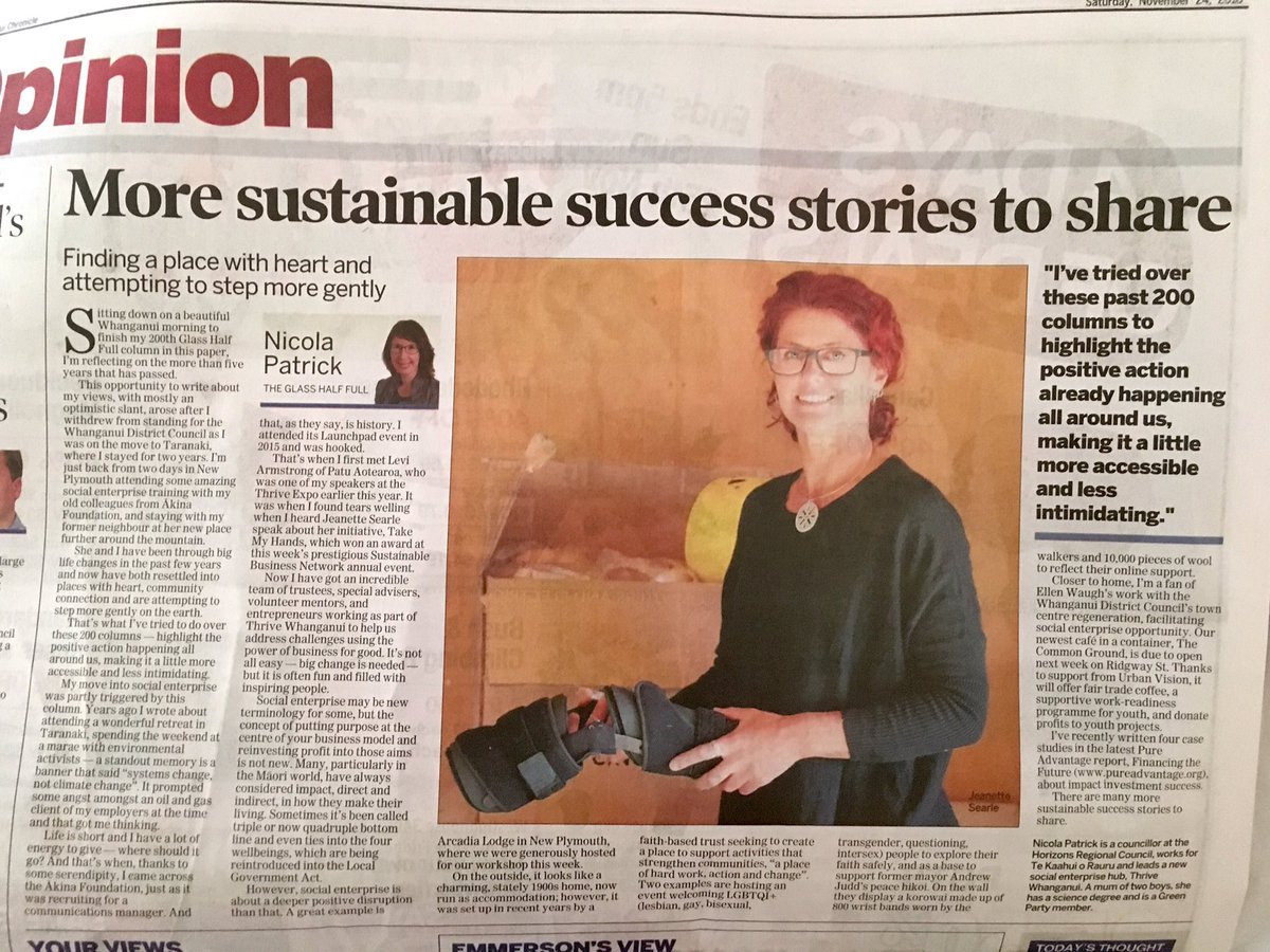 NicolaPatrickNZ's tweet photo. The bit I left out of my column today was that it was now-Green Party co-leader @jamespeshaw who first introduced me to @akinafoundation where he was working at the time! It’s all connected... #socentnz https://t.co/KM8eSXUt20