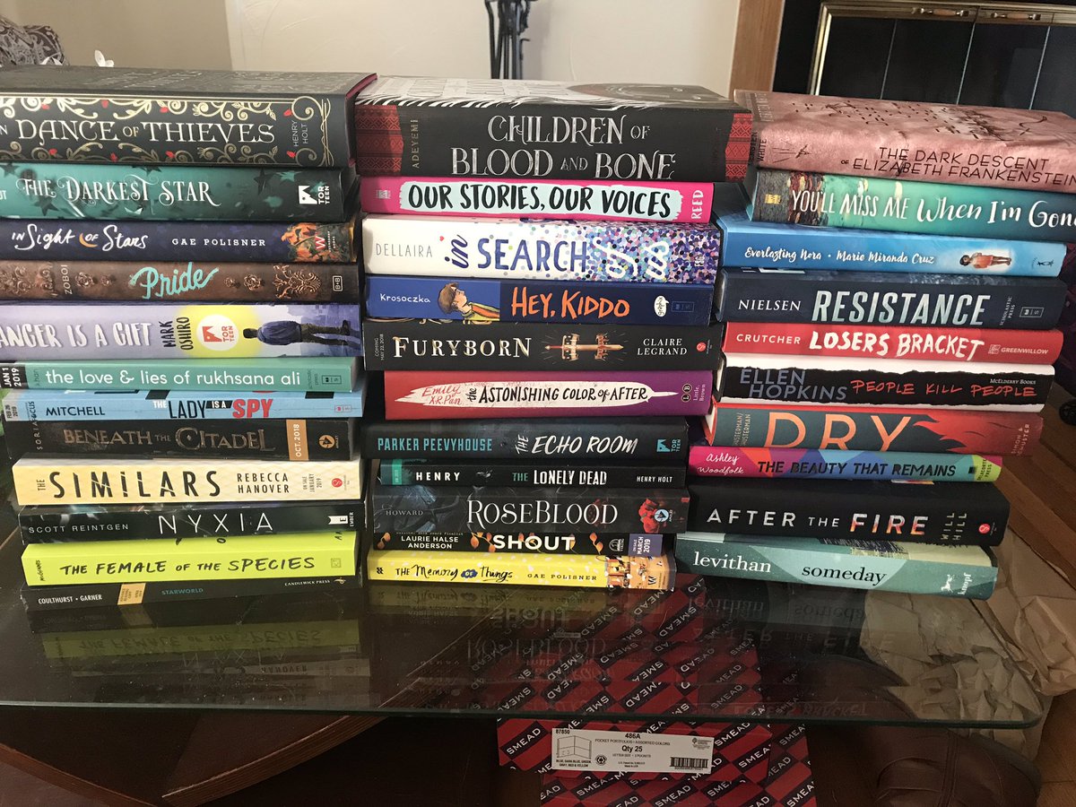 Jacque_Bayless's tweet photo. I chose not to open my books from #ALAN18 until I came home. So glad. This was like Christmas opening my box to see what was included. So thankful! https://t.co/jw2MOOmL3Y