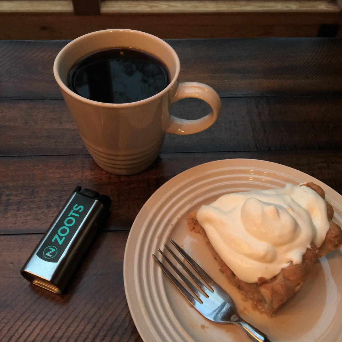Zootology's tweet photo. A #BlackFriday kind of breakfast: coffee, leftover pumpkin pie, and a CBD 20:1 #ZootRock. π #HowDoYouZoot https://t.co/hPhx9RrN7p