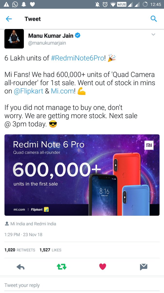 WeAreForceArmy's tweet photo. @manukumarjain @elferns_elroy 1000+ RT's done 😍

Hope to Win the #RedmiNote6Pro 🇮🇳
@XiaomiIndia
@manukumarjain
@xiaomi

The Quad camera all-rounder 💯 https://t.co/tZEXuSTsby