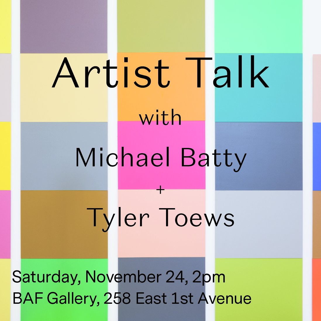 BurrardArts's tweet photo. Don't forget to join us tomorrow for a FREE artist talk with #MichaelBatty and #TylerToews!

Taking place at #BAFGallery, 258 E 1st Ave, at 2pm, both artists will talk about their respective shows followed by a brief Q&amp;A session. RSVP at https://t.co/l1QuXWbbhC 

See you there! https://t.co/Vgzv8jqn7m