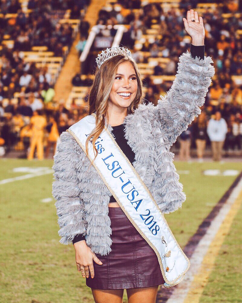 Our Miss LSU, @oliviarackley, was presented before the second quarter at the LSU vs Rice game - the last home game of the season!! We love our @misslsuusa  &amp; we love our Tigers!!! 🐅 👑💜 #misslsuusa2018