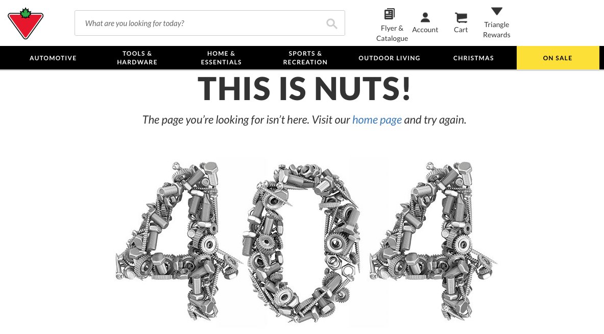 iDavidMartin's tweet photo. Hey @CanadianTire, 
Love the 404 you have on your website. Cool, Cool Cool! L★L

#CanadianTire #404 #Funny #lol https://t.co/gkAvxY3liU