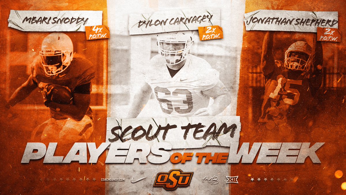 CoachGundy's tweet photo. Scout Players of the Week are @mbari28, @BigCarnagey and @Kid_Kuddi15. #GoPokes #okstate https://t.co/YD6gMVPcku