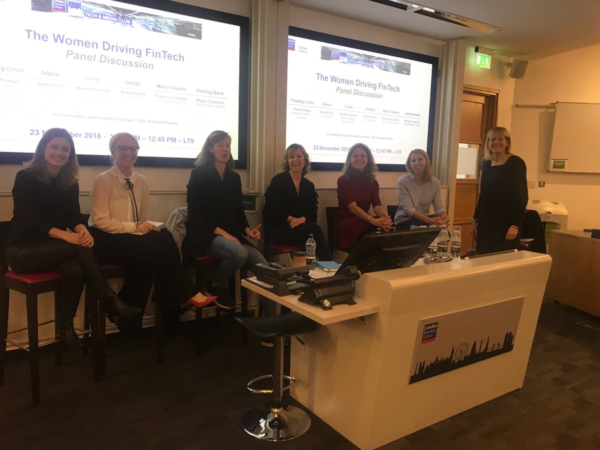 Kicking off a great panel earlier today ⁦<a href="/LondonBSchool/">LondonBusinessSchool</a>⁩ on Women Driving Fintech. Amazing women from ⁦<a href="/Adyen/">Adyen</a>⁩ ⁦<a href="/molofinance/">Molo</a>⁩ ⁦<a href="/StarlingBank/">Starling</a>⁩ ⁦<a href="/Onfido/">Onfido, an Entrust company</a>⁩ ⁦@circlepay⁩ ⁦<a href="/FundingCircleUK/">Funding Circle UK</a>⁩. Great inspiration for the ⁦<a href="/InnFin/">Innovate Finance</a>⁩ Powerlist.