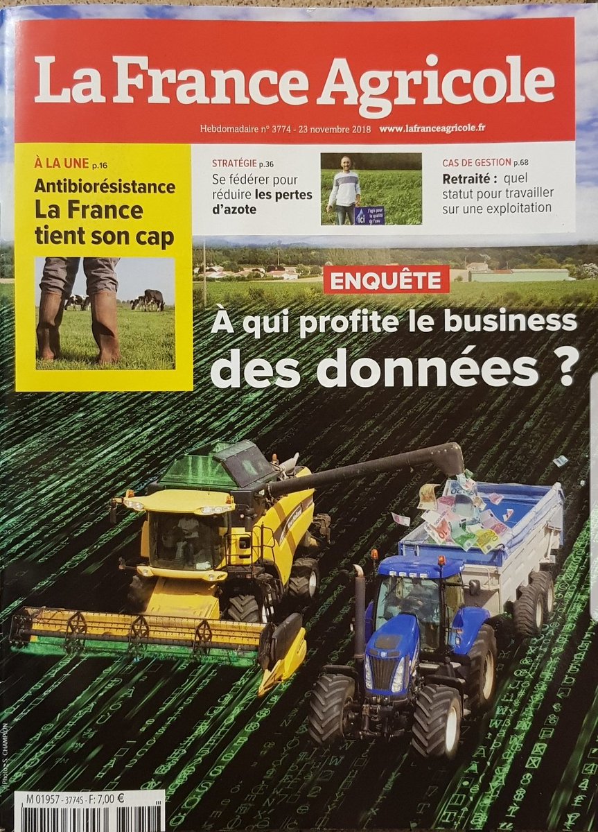 VisioCrop's tweet photo. Trop d'outils d'aide à la décision utilisent les données des agriculteurs : station meteo, suivis de parcelles, suivi satellite, donnée de gestion,....Une aberation quand on sait que l'agriculteur paye un service (trop cher) pour mettre à disposition ces données!!!! https://t.co/cifZYT70f2