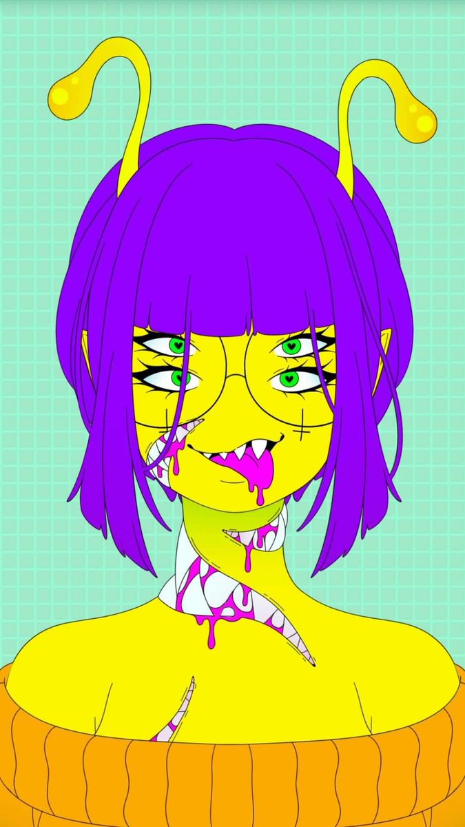 Mossie55's tweet photo. Some original art, this was done only in #sharpie. The left is edited slightly digitally while the right is not edited at all. Inspired by @Ghoulkiss's Monster Girl Maker app. The third picture being a screenshot
.
.
.
.
#art #SharpieChallenge #alien #neon #monstergirlmaker https://t.co/g2HRu7VRx9