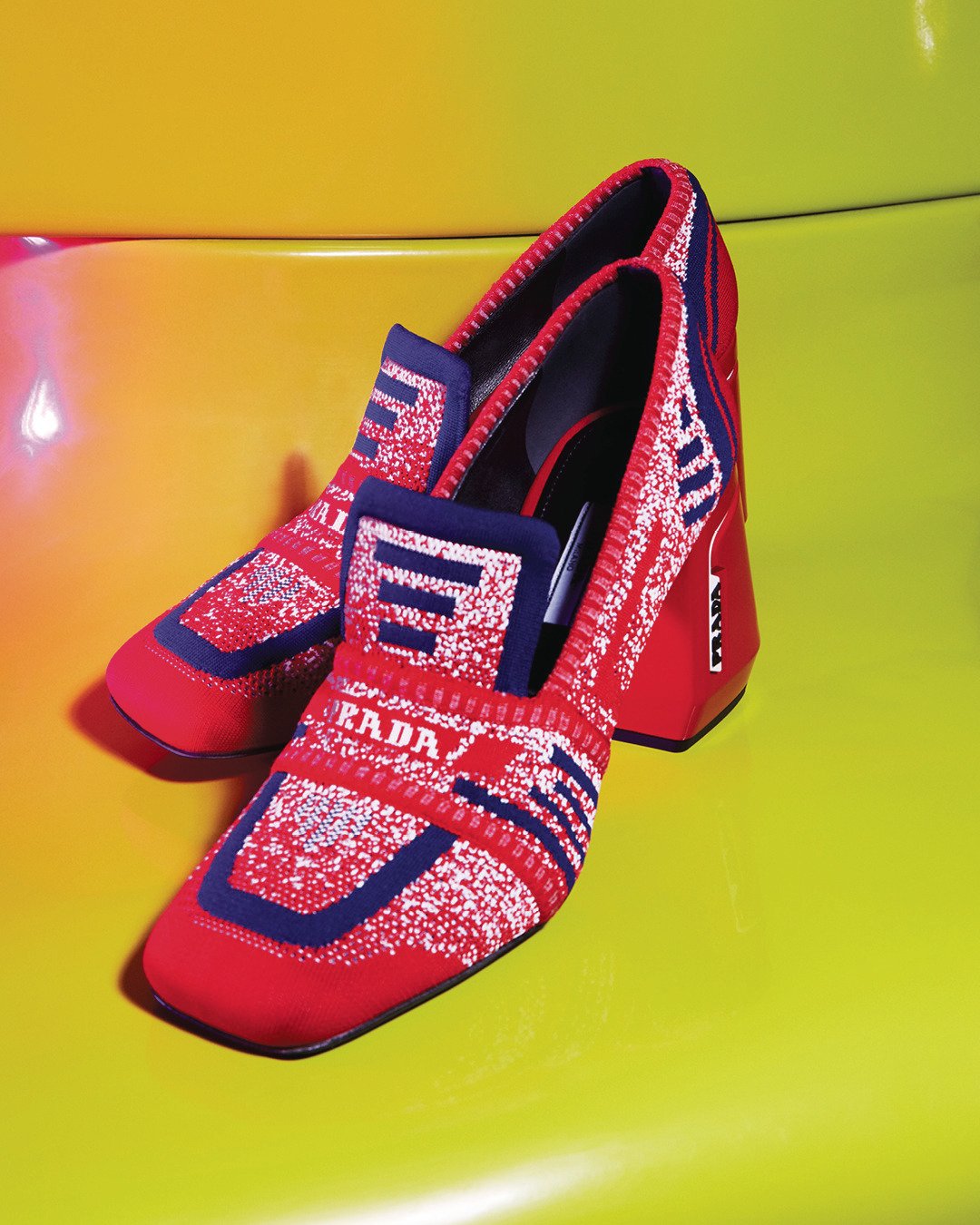 Prada knit loafers hotsell