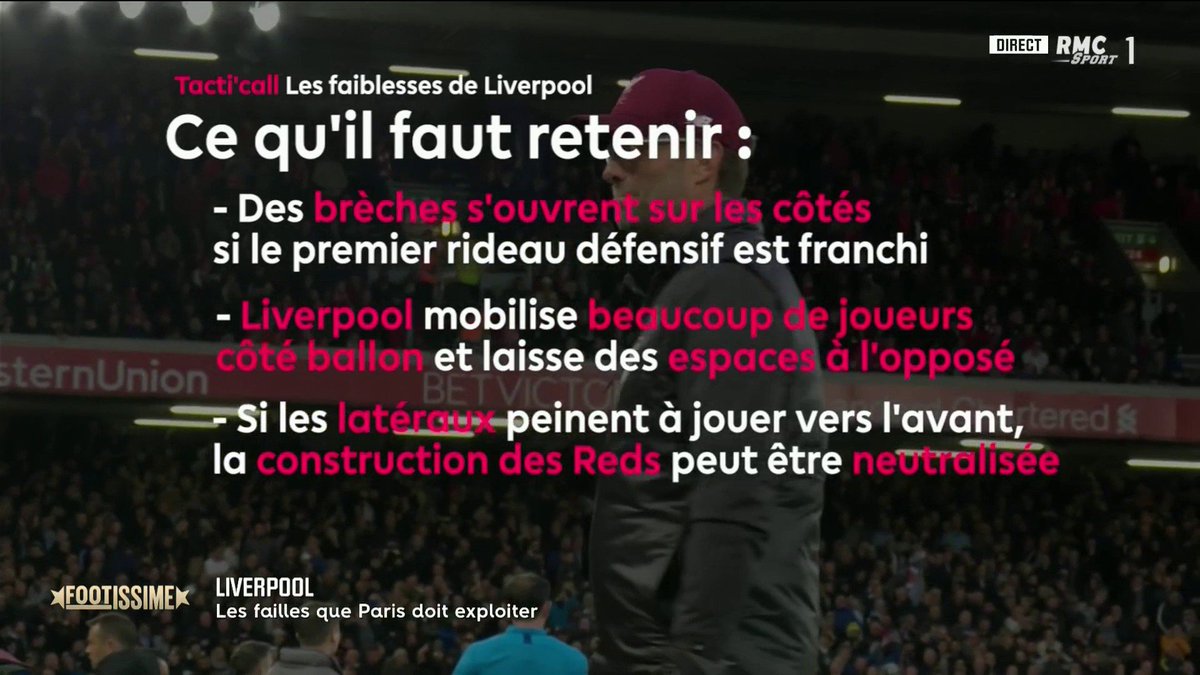 RMCsport's tweet photo. ⚽ #Footissime 🇪🇺
📺#RMCSport 1⃣
#Tacticall, la palette 2.0 qui vous fait voir le foot différemment 💢 Découvrez les faiblesses de #Liverpool que le #PSG pourrait bien exploiter mardi en #ChampionsLeague 💫
Décryptage à voir ici ➡ https://t.co/CHuVOdYmAO https://t.co/mu7CAwraDE