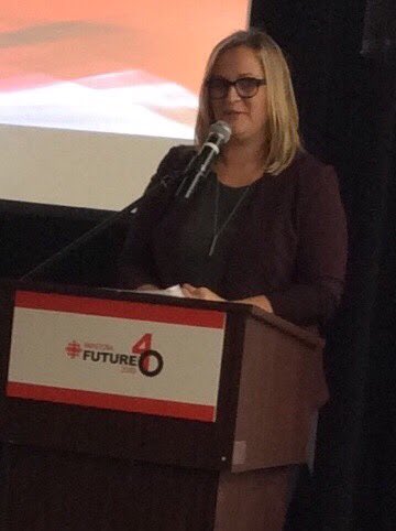 InfiniteAmmoDev's tweet photo. My mom snapped a candid photo of @CBCMarcy last night at #cbcmbfuture40 

She was a great host! https://t.co/lPRq0oZjLM