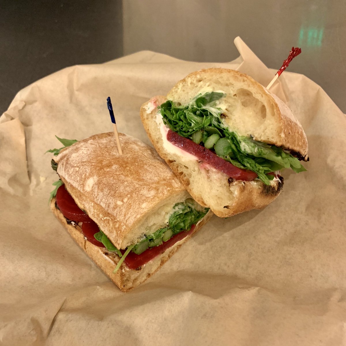 DevilsDill's tweet photo. Thanksgiving hangover? Come check out our weekend special: House-pickled beets, goat cheese spread, grilled asparagus, green goddess dressing, and fresh arugula. (It'll cure what ails ya). Come by the bar, or order online at https://t.co/RQA09BYkFU! https://t.co/ntqo0U92c9