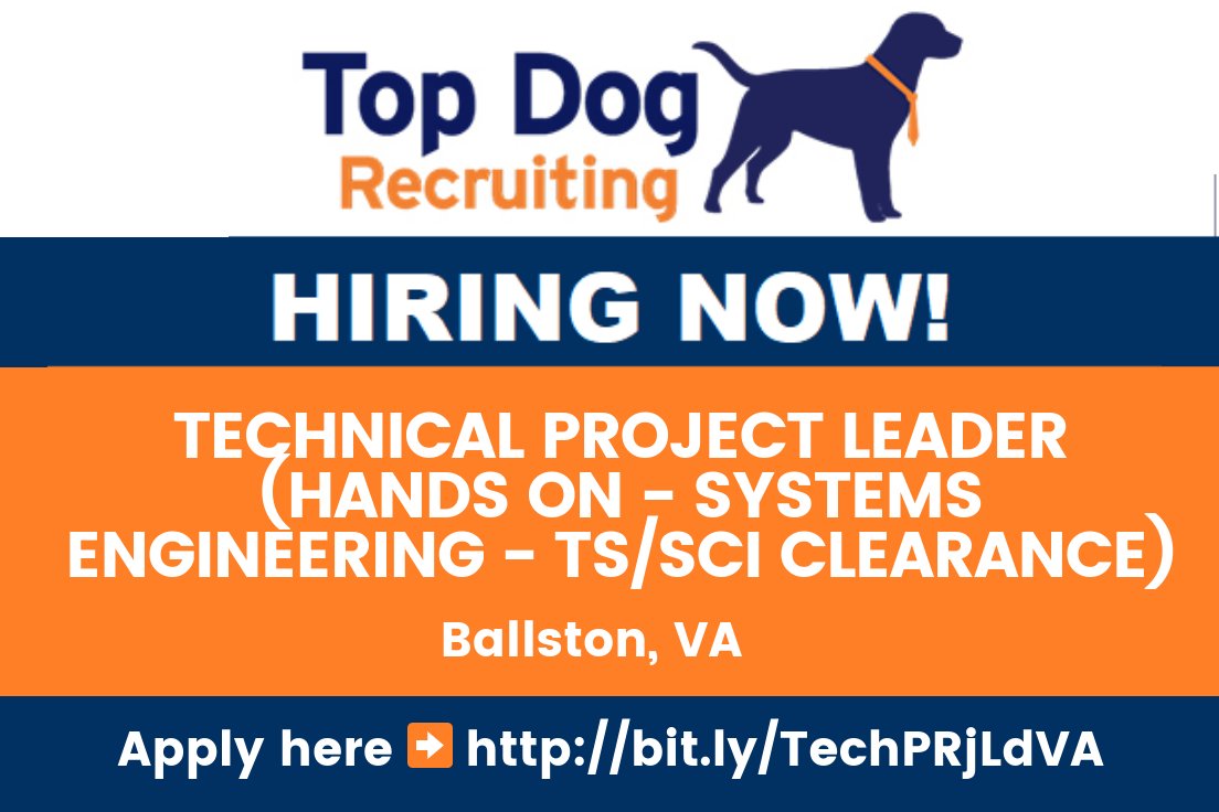 topdogrecruit's tweet image. TECHNICAL PROJECT LEADER (HANDS ON - SYSTEMS ENGINEERING - TS/SCI CLEARANCE) - BALLSTON #activeTS/SCI #SystemsArchitecture #SystemsEngineering #AWS #Azure #Rackspace #C #C++ #Java #Python #Javascript #XML #VRML #MatLab #SQL #Perl #FORTRAN bit.ly/TechPRjLdVA