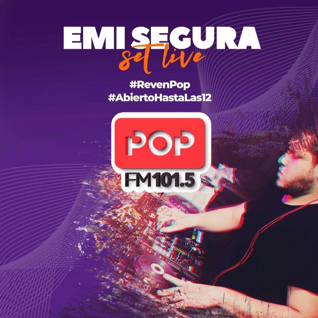 LucianoPiazzaOk's tweet photo. Ya se viene en @popradio1015 la #RevenPop de @emiseguradj para cerrar la semana bien arriba bailando! https://t.co/1FJrSkIuxW