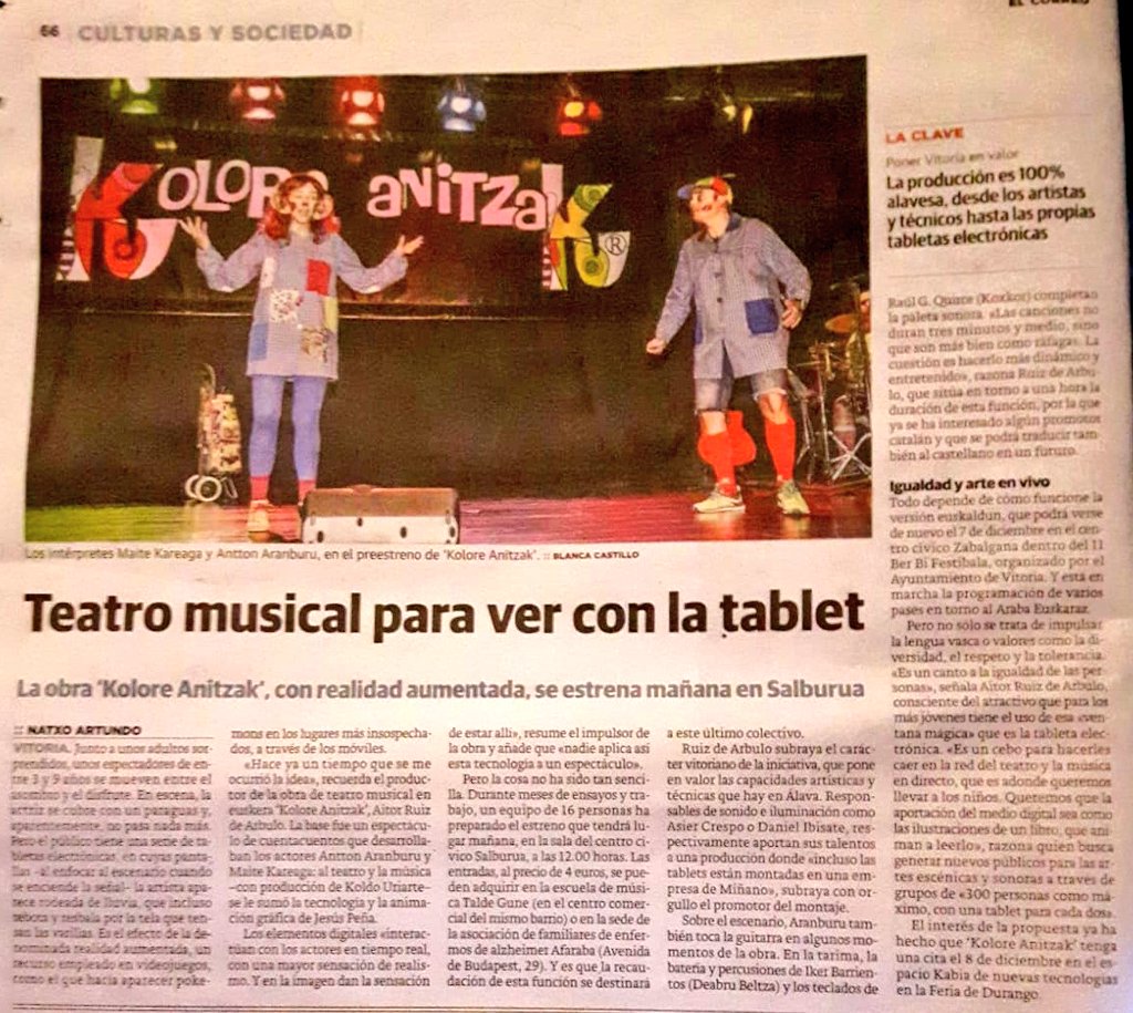 koloreanitzak's tweet photo. "Teatro musical para ver con la tablet " #KoloreAnitzak Tabletekin ikusteko antzezlan musikatua. @nartundo

❤️ BIHAR #Salburua auzoan
✔️ 12:00etan
🏙️ Gizarte Etxean https://t.co/834SG8M4bg