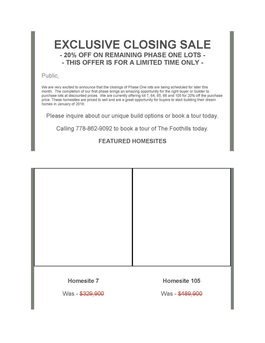 ColinHaime's tweet photo. Black Friday Sale #Lantzville Foothills lots 20% off? How do those who committed to different pricing a year ago feel about this?  Signal of softening real estate market especially on high end? https://t.co/ceRRCvPpNv